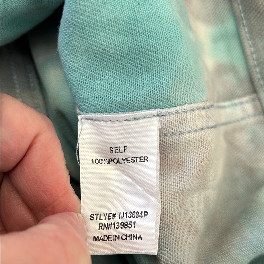 Oddy Teal Gray Tie‑Dye Distressed Denim Jacket Plus 2X/3X NWT - Picture 11 of 11
